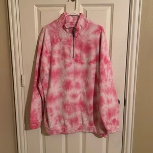 3/4 zip Charles river sweatshirt.. pink and white tye dye